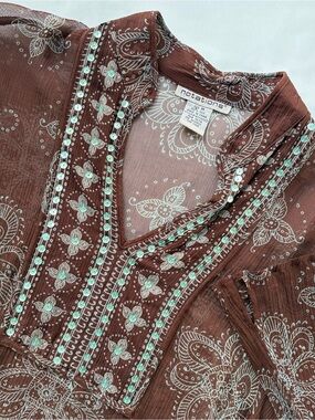 Notations Silk Sheer Tunic Top Size Medium